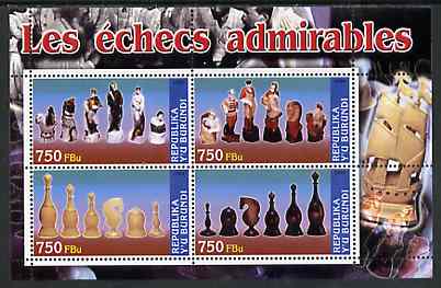 Burundi 2004 Chess Pieces #02 perf sheetlet containing 4 values unmounted mint, stamps on chess