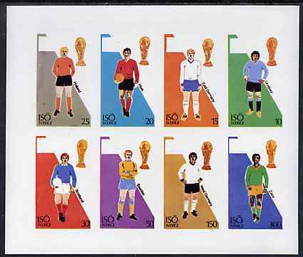 Iso - Sweden 1974? Football World Cup imperf sheetlet containing set of 8 values unmounted mint, stamps on , stamps on  stamps on football, stamps on  stamps on sport