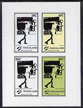 Nagaland 1982 Football World Cup imperf sheetlet containing set of 4 values unmounted mint, stamps on , stamps on  stamps on football, stamps on  stamps on sport