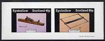 Eynhallow 1981 Early Woodworking Tools imperf sheetlet containing set of 2 values unmounted mint, stamps on tools, stamps on crafts
