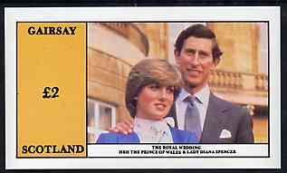 Gairsay 1981 Royal Wedding imperf deluxe sheet (£2 value) unmounted mint, stamps on royalty, stamps on charles, stamps on diana