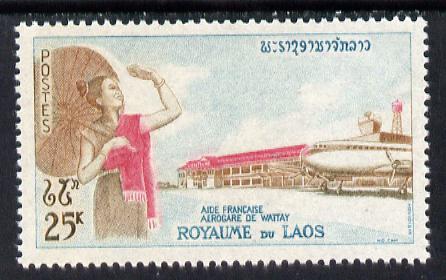 Laos 1965 Wattay Airport 25k from Foreign Aid set of 4, unmounted mint SG 155*, stamps on airports 