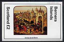 Bernera 1982 Medieval Life imperf deluxe sheet (£2 value Entrance of the Queen) unmounted mint, stamps on social history, stamps on royalty