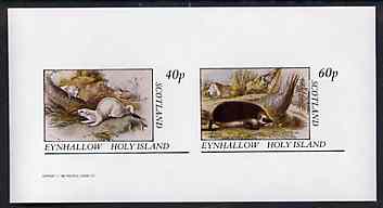 Eynhallow 1982 Animals #08 (Stoat & Hedgehog) imperf set of 2 values unmounted mint, stamps on , stamps on  stamps on animals, stamps on  stamps on stoats, stamps on  stamps on hedgehogs