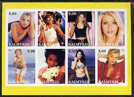 Kalmikia Republic 2000 Pop Singers (Women) imperf sheetlet containing set of 8 values unmounted mint, stamps on personalities, stamps on entertainments, stamps on music, stamps on pops, stamps on rock, stamps on women