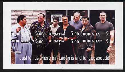 Buriatia Republic 2001 The Sopranos (TV Gangsters) imperf sheetlet containing set of 6 values unmounted mint, stamps on , stamps on  stamps on , stamps on  stamps on  tv , stamps on  stamps on films, stamps on  stamps on entertainments, stamps on  stamps on mafia