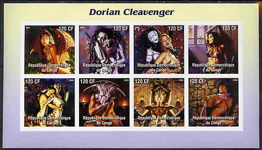 Congo 2004 Fantasy Paintings by Dorian Cleavenger imperf sheetlet containing 8 values, unmounted mint, stamps on , stamps on  stamps on arts, stamps on  stamps on fantasy