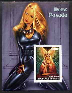 Benin 2002 Fantasy Art by Drew Posada #1 (Pin-ups) imperf m/sheet unmounted mint, stamps on arts, stamps on women, stamps on nudes, stamps on fantasy