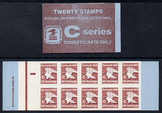Booklet - United States 1981 Eagle $4 booklet (SB111) C series containing 2 x SG 1910a panes, stamps on birds, stamps on birds of prey