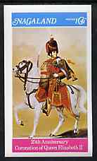 Nagaland 1978 Coronation 25th Anniversary imperf souvenir sheet (mounted Guardsman) unmounted mint, stamps on royalty, stamps on militaria, stamps on horses