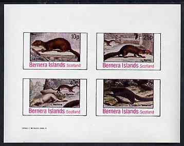 Bernera 1982 Animals (Mammals) imperf set of 4 values unmounted mint, stamps on animals, stamps on weasel, stamps on martens
