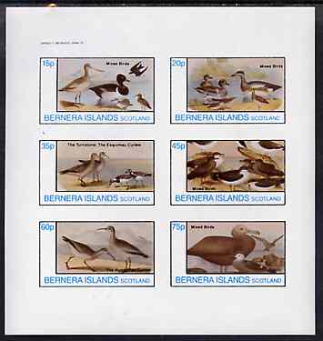 Bernera 1982 Birds #41 imperf set of 6 values unmounted mint, stamps on birds