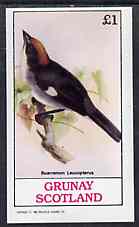 Grunay 1982 Birds #09 (Brush Finch) imperf souvenir sheet (£1 value) unmounted mint, stamps on birds