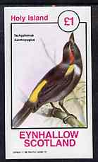 Eynhallow 1981 Birds #44 (Tanager) imperf souvenir sheet (£1 value) unmounted mint, stamps on birds