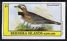 Bernera 1982 Birds #48 (Lark) imperf souvenir sheet (£1 value) unmounted mint, stamps on birds