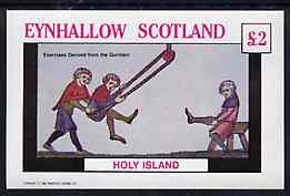 Eynhallow 1982 Medieval Life (Quintain) imperf deluxe sheet (£2 value) unmounted mint, stamps on social history