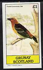 Grunay 1982 Birds #10 (Fody) imperf souvenir sheet (Â£1 value) unmounted mint, stamps on birds