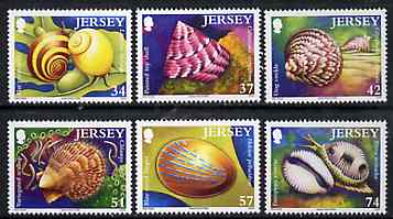 Jersey 2006 Marine Life #6 - Shells perf set of 6 values unmounted mint SG 1264-69, stamps on marine life, stamps on shells