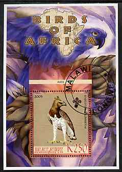 Malawi 2005 Birds of Africa - Martial Eagle perf m/sheet with Scout Logo, fine cto used, stamps on scouts, stamps on birds, stamps on eagles, stamps on birds of prey