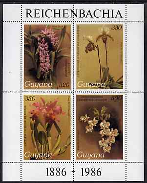 Guyana 1985-89 Orchids Series 2 Plate 46, 55, 57 & 81 (Sanders' Reichenbachia) perf m/sheet unmounted mint SG MS 2275d, stamps on flowers, stamps on orchids