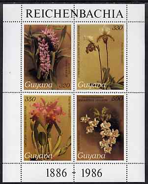 Guyana 1985-89 Orchids Series 2 Plate 46, 55, 57 & 81 (Sanders Reichenbachia) perf m/sheet unmounted mint SG MS 2275d, stamps on flowers, stamps on orchids