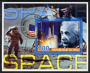Mali 2005 Albert Einstein & Space #1 perf souvenir sheet fine cto used, stamps on personalities, stamps on science, stamps on physics, stamps on nobel, stamps on einstein, stamps on maths, stamps on space, stamps on judaica , stamps on personalities, stamps on einstein, stamps on science, stamps on physics, stamps on nobel, stamps on maths, stamps on space, stamps on judaica, stamps on atomics