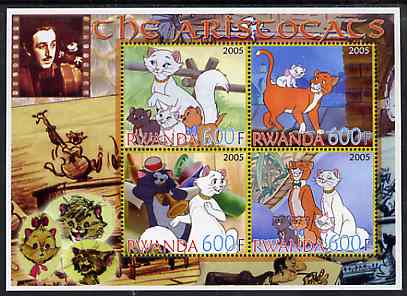 Rwanda 2005 Disneys The Aristocats perf sheetlet containing 4 values unmounted mint, stamps on disney, stamps on cats