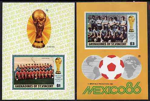 St Vincent - Grenadines 1986 World Cup Football the set of two m/sheets unmounted mint SG MS 476, stamps on , stamps on  stamps on football, stamps on  stamps on sport