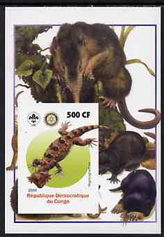 Congo 2005 Dinosaurs #09 - Hypsognathus imperf m/sheet with Scout & Rotary Logos, background shows Moles etc unmounted mint, stamps on , stamps on  stamps on scouts, stamps on  stamps on rotary, stamps on  stamps on dinosaurs, stamps on  stamps on animals, stamps on  stamps on moles