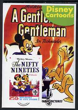Ivory Coast 2003 Disney Cartoons #05 - Mickey Mouse The Nifty Nineties imperf souvenir sheet with Scout Logo, unmounted mint, stamps on films, stamps on movies, stamps on disney, stamps on scouts