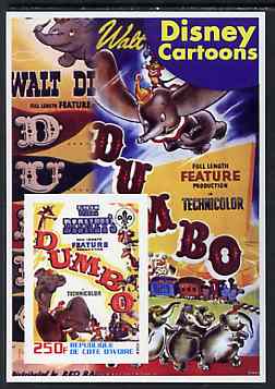 Ivory Coast 2003 Disney Cartoons #07 - Dumbo imperf souvenir sheet with Scout Logo, unmounted mint, stamps on films, stamps on movies, stamps on disney, stamps on scouts, stamps on elephants