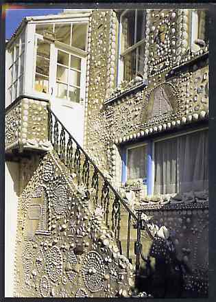 Postcard of the Shell House, Polperro in colour, unused in pristine condition, stamps on shells, stamps on marine life