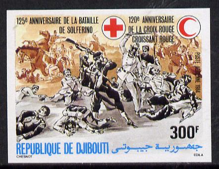 Djibouti 1984 Red Cross & Battle Anniversary imperf from limited printing unmounted mint, as SG 924, stamps on , stamps on  stamps on battles   medical    militaria    red cross