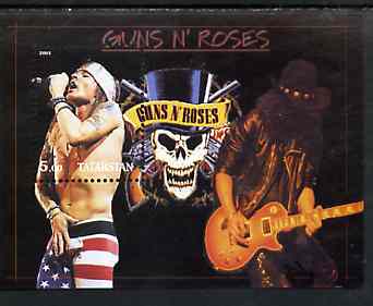 Tatarstan Republic 2001 Guns n Roses perf souvenir sheet unmounted mint, stamps on entertainments, stamps on music, stamps on pops, stamps on rock