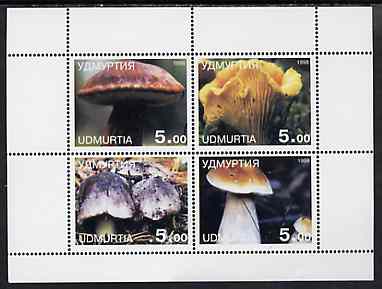Udmurtia Republic 1998 Fungi #4 perf sheetlet containing complete set of 4 values unmounted mint, stamps on fungi
