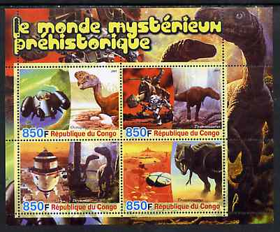 Congo 2005 Science Fiction & Prehistoric Life #3 perf sheetlet containing 4 values unmounted mint, stamps on , stamps on  stamps on space, stamps on  stamps on sci-fi, stamps on  stamps on dinosaurs