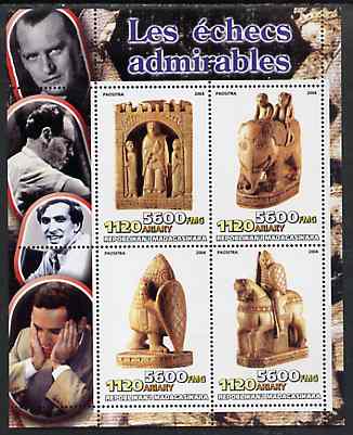 Madagascar 2004 Chess Masters perf sheetlet containing 4 values unmounted mint, stamps on chess, stamps on personalities, stamps on 