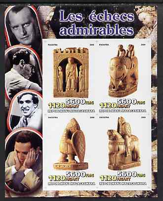 Madagascar 2004 Chess Masters imperf sheetlet containing 4 values unmounted mint, stamps on , stamps on  stamps on chess, stamps on  stamps on personalities, stamps on  stamps on 