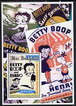South Ossetia Republic 2003 Europa (Movie Posters) - Betty Boop perf souvenir sheet unmounted mint, stamps on entertainments, stamps on films, stamps on cinema, stamps on 