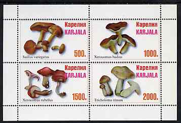 Karjala Republic 1999 Fungi #1 perf sheetlet containing set of 4 values unmounted mint, stamps on , stamps on  stamps on fungi