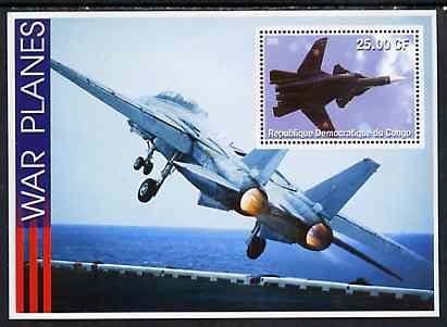 Congo 2002 War Planes perf s/sheet #01 (SU-47) unmounted mint, stamps on aviation, stamps on flat tops, stamps on 