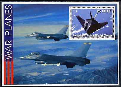 Congo 2002 War Planes perf s/sheet #02 (B-2 Spirit) unmounted mint, stamps on aviation