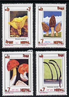 Nepal 1994 Fungi set of 4 unmounted mint, SG 585-88*, stamps on , stamps on  stamps on fungi