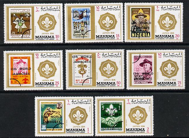 Manama 1971 Scout Jamboree perf set of 8 (Mi 549-56A) unmounted mint, stamps on , stamps on  stamps on scouts, stamps on stamp on stamp, stamps on  stamps on stamponstamp