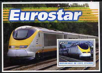 Ivory Coast 2003 Eurostar perf m/sheet unmounted mint, stamps on railways