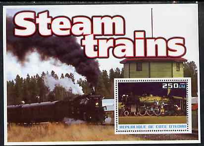 Ivory Coast 2003 Steam Trains #1 perf m/sheet unmounted mint, stamps on railways