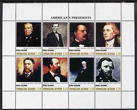 Kuril Islands 1999 ? America's Presidents #2 perf sheetlet containing 8 values unmounted mint, stamps on personalities, stamps on americana.presidents, stamps on usa presidents