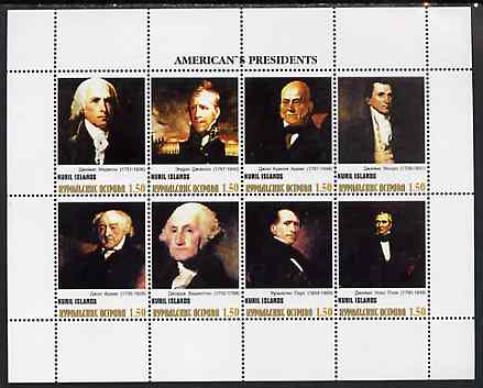 Kuril Islands 1999 ? Americas Presidents #4 perf sheetlet containing 8 values unmounted mint, stamps on personalities, stamps on americana.presidents, stamps on usa presidents