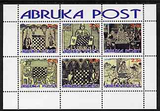 Estonia (Abruka) 2001 ? Chess perf sheetlet containing 6 values unmounted mint, stamps on , stamps on  stamps on chess