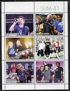 Karelia Republic 2002 ? Sum 41 perf sheetlet containing 6 values unmounted mint, stamps on , stamps on  stamps on personalities, stamps on  stamps on music, stamps on  stamps on pops, stamps on  stamps on rock